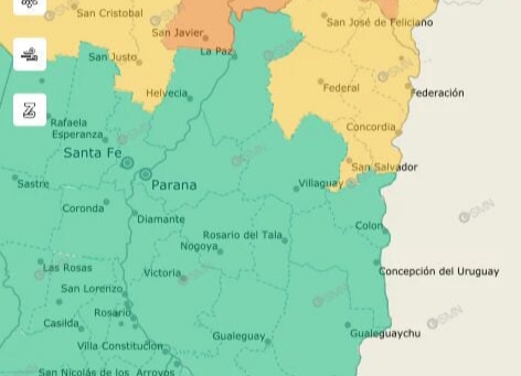 Cambió el pronóstico: reducen a 5 departamentos el alerta por tormentas en Entre Ríos