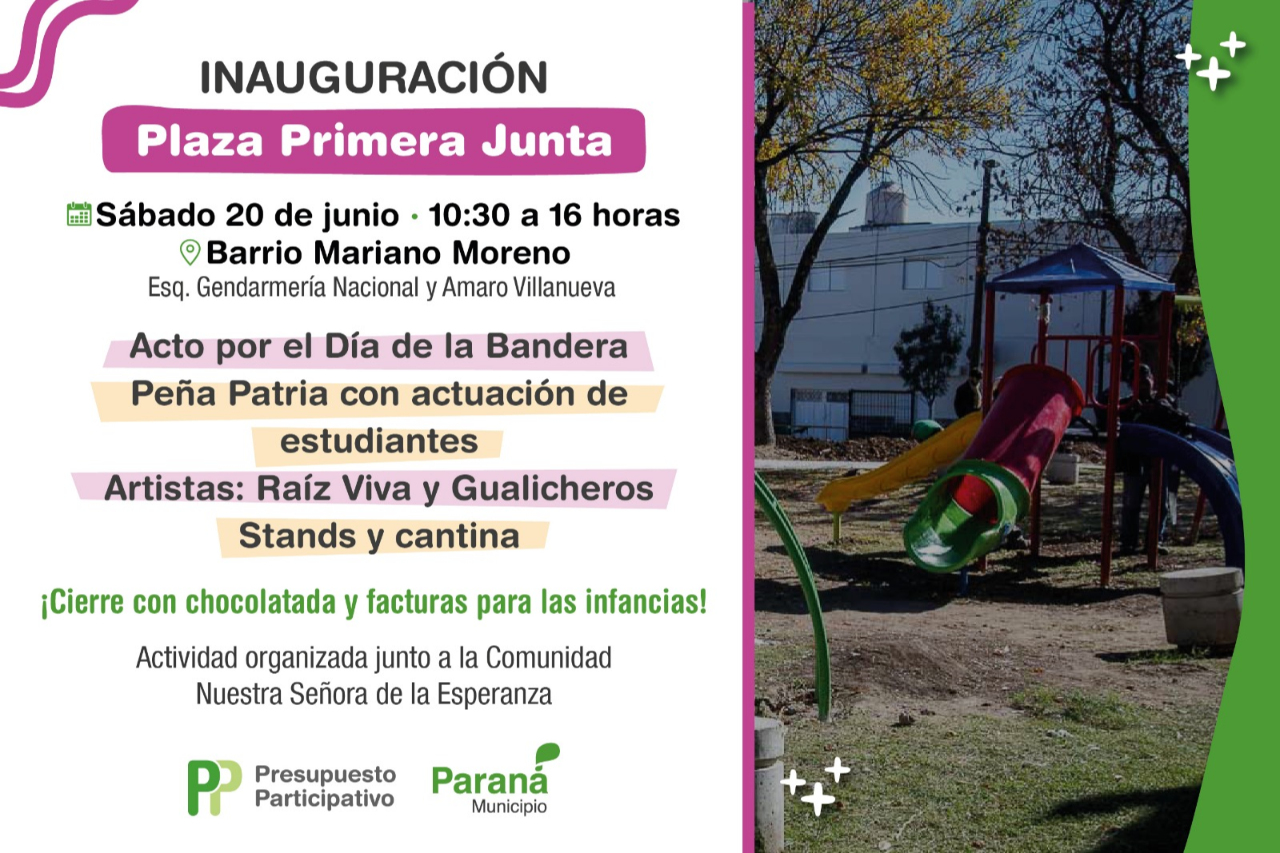 El Municipio invita a vivir una jornada especial en la renovada Plaza Primera Junta