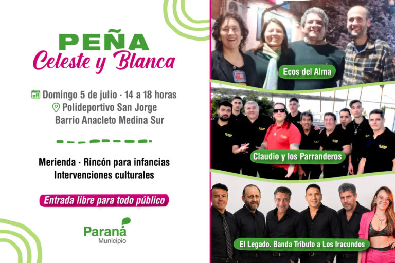 La Peña Celeste y Blanca reunirá música en vivo y propuestas para compartir en Anacleto Medina Sur