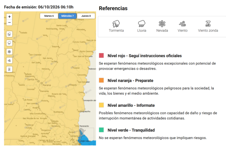 Emiten un Alerta por tormentas para Entre Ríos